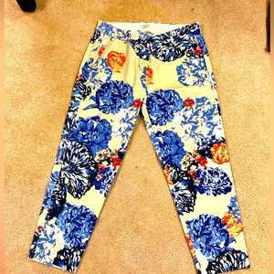J crew stretch floral cropped pants